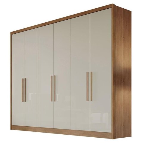 Guarda Roupa Casal New Messina 6 Portas 4 Gavetas Cumaru 25 Fendi – Novo Horizonte