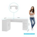 Ver imagem 4 de Kit Escritório com Escrivaninha em L e Estante Livreiro MDP Branco Menu Móveis
