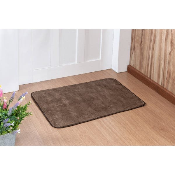 Tapete para Porta Retangular 68cm x 48cm Avulso com Base Antiderrapante e Tecido Pelúcia Cor:  - 1