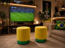 Ver imagem 1 de Kit Puff Rodapé ,Hexa Copa do Mundo Brasil Amarelo e Verde Tecido Veludo- Let Móveis