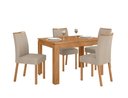 Ver imagem 1 de Conjunto Sala de Jantar Mesa Athenas 120 Tampo no Glass com 4 Cadeiras Téssera - Lopas Amendoa Clean
