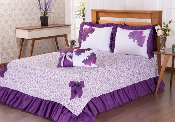 COBRE LEITO QUEEN MARIANY LILAS 04 PEÇAS - 2