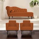 Ver imagem 2 de Kit Diva Recamier Diana 185cm Lado Direito e 02 Poltronas Classic Suede Terracota - ADJ Decor