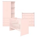 Ver imagem 3 de Berço Doce Sonho Rosa Acetinado + Cômoda C/ Trocador + Guarda-roupa 2p Doce Sonho Acetinado