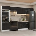 Ver imagem 1 de Armário de Cozinha Completa 350 cm Branco/Preto Lux Madesa 01