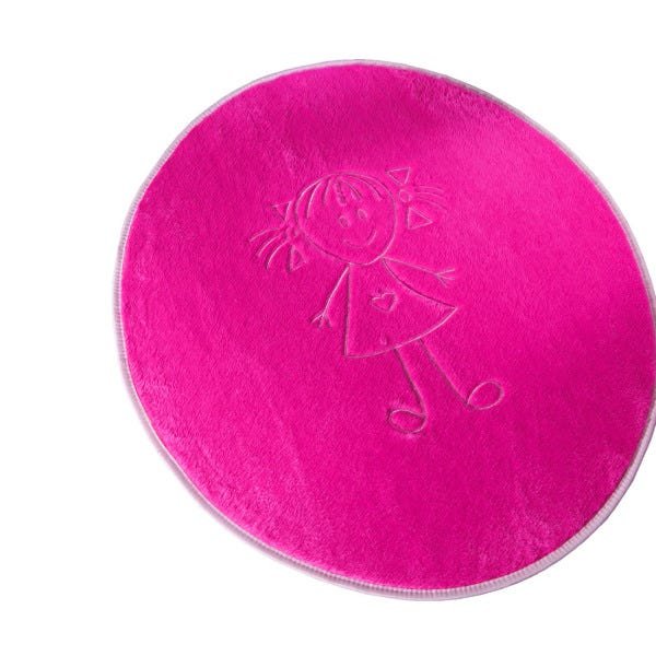 Tapete para Quarto Infantil de Pelúcia 78cm x 68cm Menina Bordada Antiderrapante Cor:Pink - 2