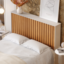 Ver imagem 3 de Cabeceira 1,60 Cama Casal Queen Painel Ripado Mdf Box Cores:off White/nature
