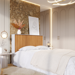 Cabeceira 1,60 Cama Casal Queen Painel Ripado Mdf Box Cores:off White/nature - 4