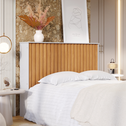 Cabeceira 1,60 Cama Casal Queen Painel Ripado Mdf Box Cores:off White/nature - 6