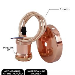 Lustre Pendente Luminaria Vintage Metal Rose - 5