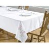 Toalha de Mesa para 8 Cadeiras 2,50M x 1,40M com Detalhes Bordados Primavera - Branco/Pink - 2