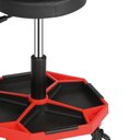 Ver imagem 5 de Banqueta Mecânico Assento em Couro Sintético Base com Rodízios Ajustável Preto Worker 136kg