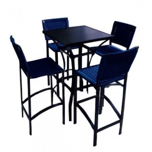 Conjunto Bistrô Caracas Corda Náutica - 4 Cadeiras + 1 Mesa