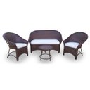 Ver imagem 1 de Conjunto de Sofá Fibra Sintética Munique - 1 Sofá 2L + 2 Poltronas + 1 Mesa Centro - Tecido