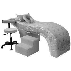 Kit Maca Estética Charme para Cílios + Mocho + Escada + Capa Veludo:veludo Cinza Claro