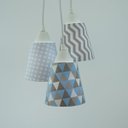 Ver imagem 3 de Lustre Pendente Luminária Cacho Azul Bebê, Cinza e Branco