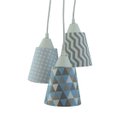 Ver imagem 2 de Lustre Pendente Luminária Cacho Azul Bebê, Cinza e Branco