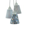 Lustre Pendente Luminária Cacho Azul Bebê, Cinza e Branco - 1