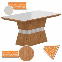 Conjunto Mesa de Jantar 6 Cadeiras Nairóbi Cinam/off Whi/bege - Ma Cinamomo/off White/bege 03 - 2