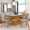 Ver imagem 1 de Conjunto Mesa de Jantar 6 Cadeiras Nairóbi Cinam/off Whi/bege - Ma Cinamomo/off White/bege 03