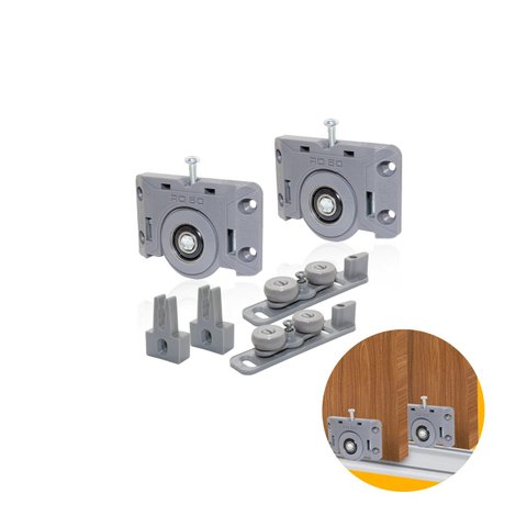 Kit Roldana Para Porta de Correr Ro50 Guia Universal 2 Kits
