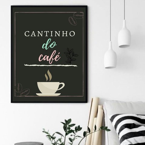 Quadro Decorativo Cantinho Café Preto - 70x50cm:moldura Preta