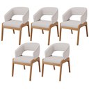 Ver imagem 1 de Kit 05 Cadeiras de Jantar e Estar Living Estofada Lince L02 Linho Bege - Lyam Decor