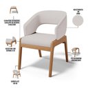 Ver imagem 3 de Kit 05 Cadeiras de Jantar e Estar Living Estofada Lince L02 Linho Bege - Lyam Decor