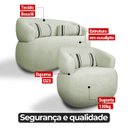 Ver imagem 5 de Namoradeira e Poltronas Orgânica Chloe Boucle Verde com Almofada Plumante - Arkell