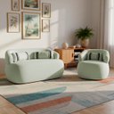 Ver imagem 1 de Namoradeira e Poltronas Orgânica Chloe Boucle Verde com Almofada Plumante - Arkell