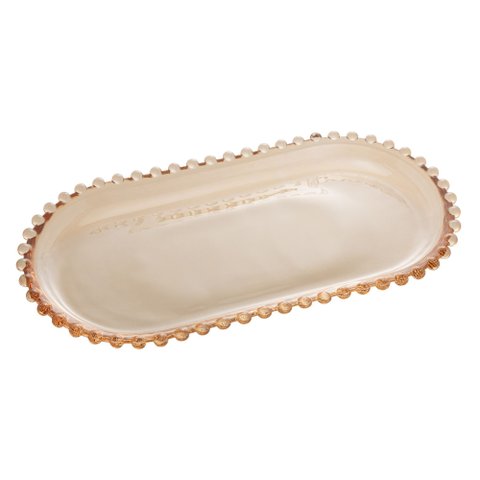 Travessa Oval de Cristal Pearl Âmbar Metalizado 30cm X 15cm X 2cm - Wolff