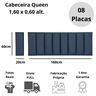 Cabeceira Queen Veludo Azul Placa Modulada Estofada Ripada Adesiva - 5