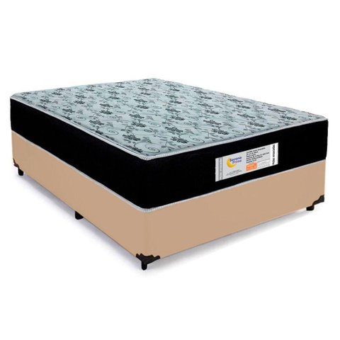 Cama Box Casal Sintético + Colchão Molas Ensacadas Sereneprime Sonnolux 138x188x65 Bege