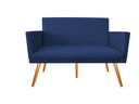 Ver imagem 2 de Namoradeira Nina Decorativa Suede Azul Marinho 2 Lugares Pés Madeira Mz Decor