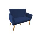 Ver imagem 1 de Namoradeira Nina Decorativa Suede Azul Marinho 2 Lugares Pés Madeira Mz Decor