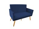 Ver imagem 1 de Namoradeira Nina Decorativa Suede Azul Marinho 2 Lugares Pés Madeira Mz Decor