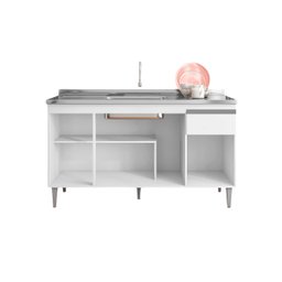 Gabinete de Pia Armário Tatiane 150cm Branco S/tampo - Ajl Móveis - 2