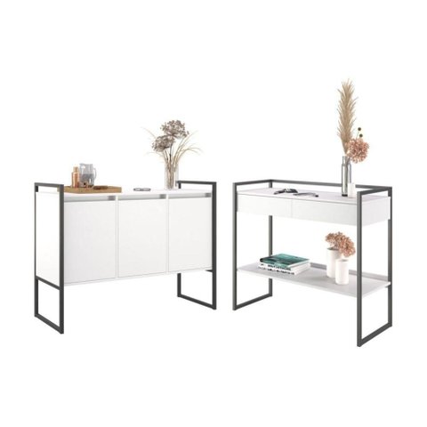 Kit Buffet e Aparador Industral Plis - Branco Branco