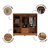 Guarda-roupa Solteiro Funcional Roupeiro 6 Portas para Quartos Pequenos 100% Mdf:off White com Natur - 4
