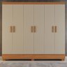 Guarda-roupa Solteiro Funcional Roupeiro 6 Portas para Quartos Pequenos 100% Mdf:off White com Natur - 2