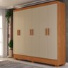Guarda-roupa Solteiro Funcional Roupeiro 6 Portas para Quartos Pequenos 100% Mdf:off White com Natur - 1