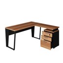 Ver imagem 5 de Mesa para Escritório em L Mesa Escritório com Gaveteiro Moderno 3 Gavetas MDF-MDP 150cm Nogal