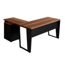 Ver imagem 6 de Mesa para Escritório em L Mesa Escritório com Gaveteiro Moderno 3 Gavetas MDF-MDP 150cm Nogal