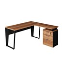 Ver imagem 7 de Mesa para Escritório em L Mesa Escritório com Gaveteiro Moderno 3 Gavetas MDF-MDP 150cm Nogal