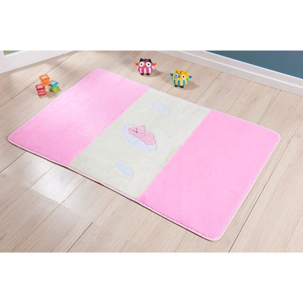 Passadeira para Quarto de Bebê Urso Baby 1,20M x 74cm Pelúcia Base Antiderrapante Cor:Rosa - 1