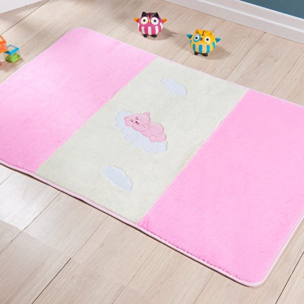 Passadeira para Quarto de Bebê Urso Baby 1,20M x 74cm Pelúcia Base Antiderrapante Cor:Rosa - 2