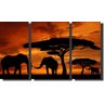 Quadro Decorativo Elefante Savana Africa 3 Peças - 1