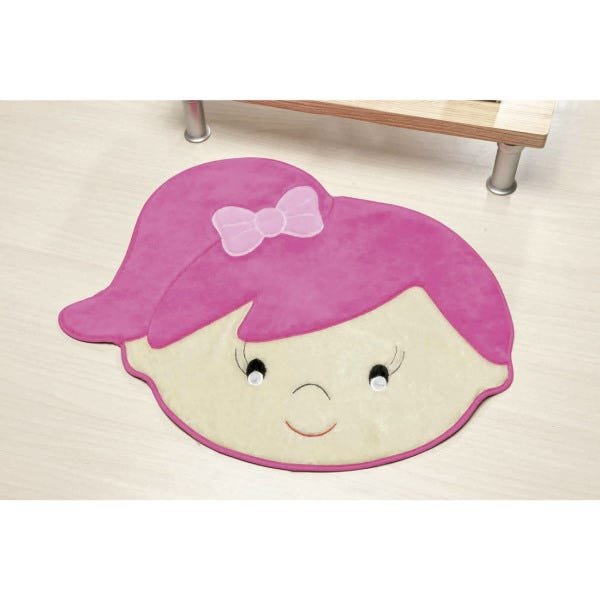 Tapete Infantil Menina Lívia para Decoração de Quarto Antiderrapante e Tecido Pelúcia Bordada - 1
