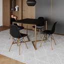 Ver imagem 1 de Mesa Jantar Industrial Quadrada 90Cm Preta Base V Dourada Com 4 Cadeiras Madeira Pretas Cor: Preto