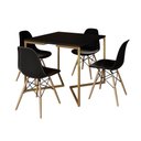 Ver imagem 6 de Mesa Jantar Industrial Quadrada 90Cm Preta Base V Dourada Com 4 Cadeiras Madeira Pretas Cor: Preto